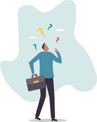 Ask questions, FAQ, problem or curiosity, doubt and confusion to be answer, challenge and uncertainty, unknown information or solution .character for design