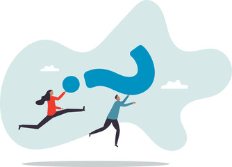 Problem solving, asking question or finding solution for difficulty, teamwork to solve problem or answer, confusion or brainstorm .character for design