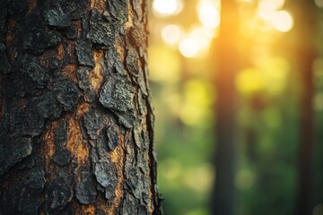 Close-Up View of Bark Textures on Tree Trunk with Beautiful Soft Focus Nature Background