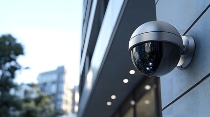 Surveillance Observing Device, Discreet security blends into sleek modern building facade