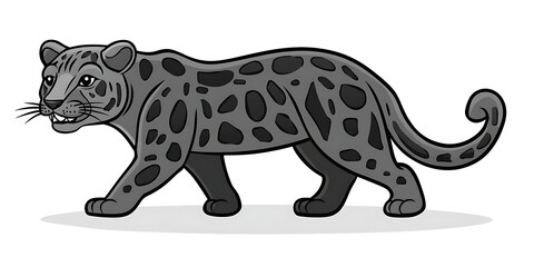 Fototapeta premium Grey Jaguar Walking Profile.