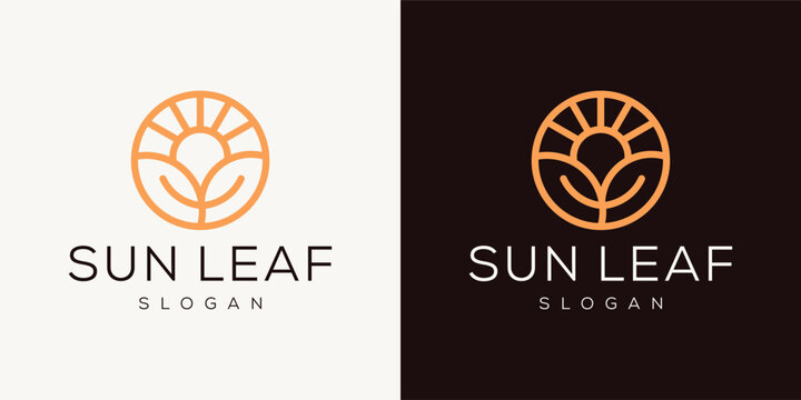 leaf and sun logo designs combinations
