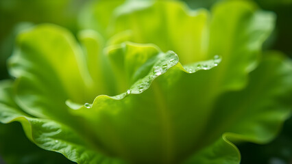 Green Leaf Texture with Sparkling Water Droplets