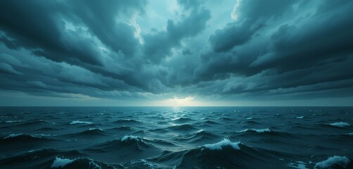 Turbulent Waters Under a Sky Thick with Approaching Storm Clouds