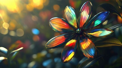 Fototapeta premium An artistic digital illustration of a colorful flower in sunlight