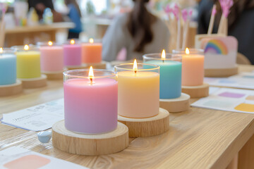 P A cozy scene of a candle-making workshop wi