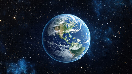 Earth in the starry sky.The earth day backgrpund concept.