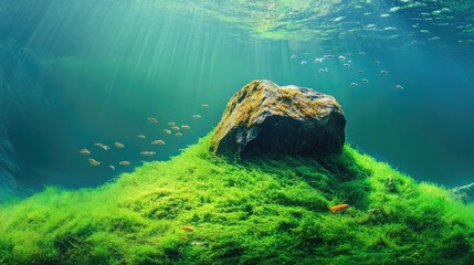 Underwater World of Sunbeams and Fish