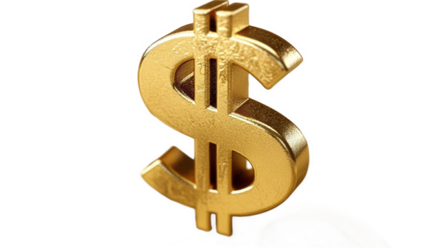 Golden Dollar Sign on a Dark Background