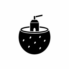 creative details Coconut with a Tiny Lighthouse on Top Icon vector illustration 