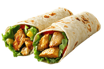 Taco Mexican Tortilla Wrap with Chicken Isolated on transparent background
