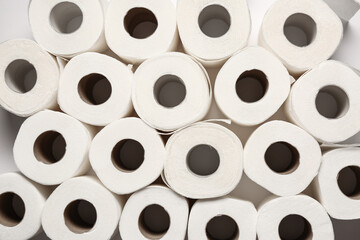 Many rolls of toilet paper, closeup