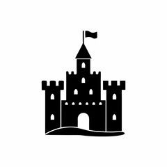 Fototapeta premium creative details black A Sandcastle That’s Actually a Real Castle Icon vector illustration 