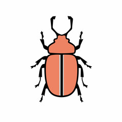 Stylized beetle, simple shapes, bold colors, vector graphic