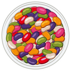 jelly beans top view, top view of colorful jelly beans.