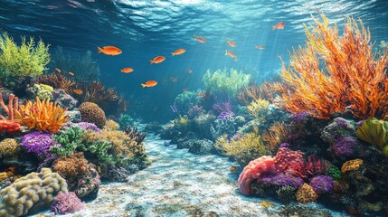 Fototapeta premium Vibrant Underwater Coral Reef Ecosystem