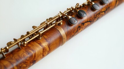 Naklejka premium Elegant Wooden Flute with Beautiful Craftsmanship