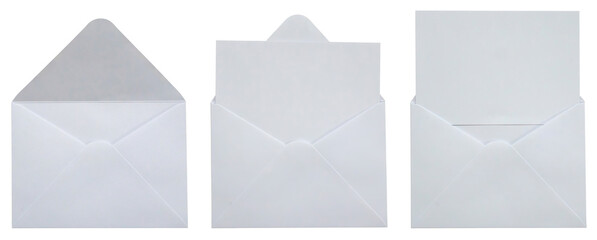 White paper envelope set isolated on white background