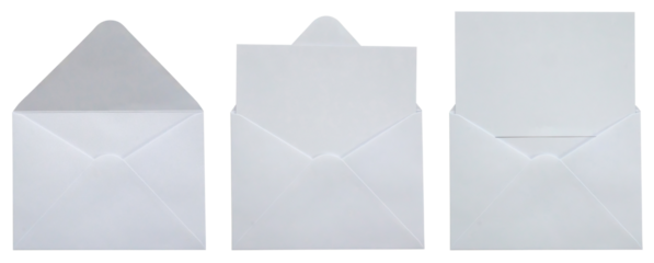 White paper envelope set isolated on white background