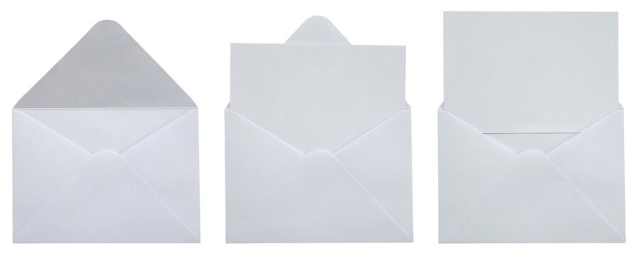 White paper envelope set isolated on white background