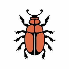 Stylized beetle, simple shapes, bold colors, vector graphic