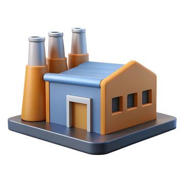 3D Icon, 3d render style, factory building