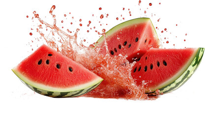 Refreshing Watermelon Slices with Splashing Juice