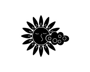 creative details Sun with a Tiny Cloud Passing By Icon vector illustration 