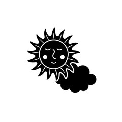 creative details Sun with a Tiny Cloud Passing By Icon vector illustration 
