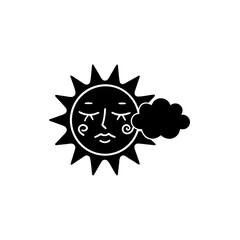 creative details Sun with a Tiny Cloud Passing By Icon vector illustration 