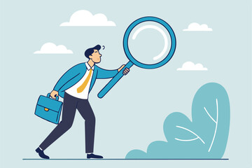 Job search, employee finding new job, career opportunity, employment or recruitment, applicant or candidate search online website concept, businessman magnifying glass searching for new job.