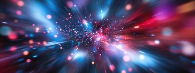 Fototapeta premium Abstract vibrant speed radial burst, cosmic light