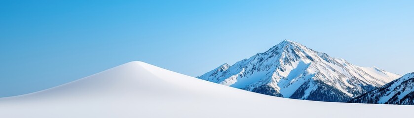 Fototapeta premium Snow-covered mountain adventure high altitude nature landscape clear sky serene environment