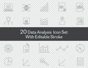 Data analysis icon set vector art Isolated on transparent background and editable stroke
