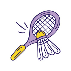 Tennis Racket color doodle icon with white background vector stock illustration