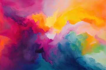 Abstract painting with bold colors and fluid forms