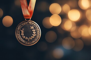 Bronze Medal with Orange Ribbon Award Ceremony Achievement Success