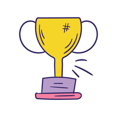 Trophy  color doodle icon with white background vector stock illustration