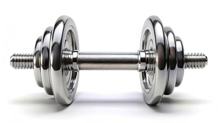 Naklejka premium Steel dumbbell isolated on white background, front view 