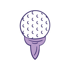 Golf Ball color doodle icon with white background vector stock illustration