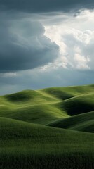 Serene rolling hills under a dramatic sky.  Perfect for nature, landscape, and environmental themes.