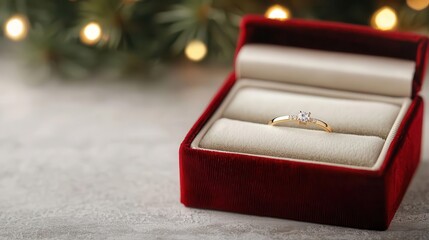 Christmas tree backdrop with an open box revealing a sparkling diamond bracelet nestled in velvet