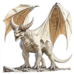 Obraz premium A large winged dragon creature with horns and sharp teeth