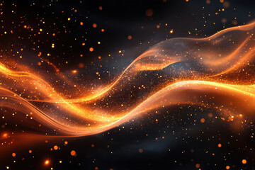 Glowing orange wave against black background.