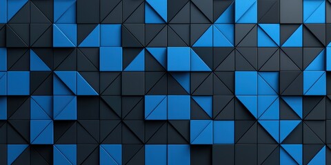 Fototapeta premium Dynamic blue and black geometric artwork modern design studio digital creation abstract environment creative viewpoint