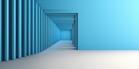 Fototapeta premium Architectural exploration abstract blue hallway modern interior minimalistic design calm ambiance