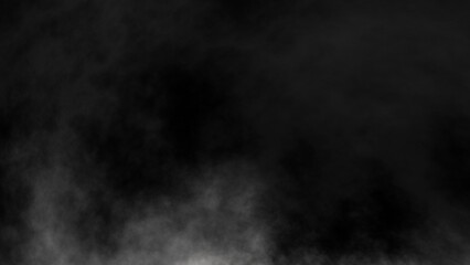 White fog or smoke on black background.	