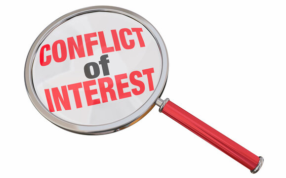 Conflict of Interest Magnifying Glass Find Search Investigate Relationships 3d Illustration