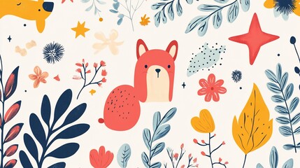 Whimsical Floral and Animal Illustration