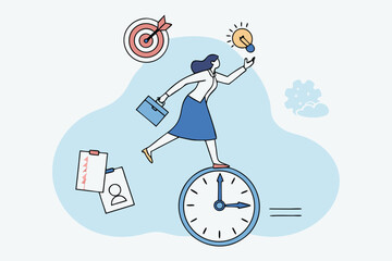 Project development manager, skill management, planning or communication to success, process or efficiency to finish work, productivity concept, businesswoman control project management skill.